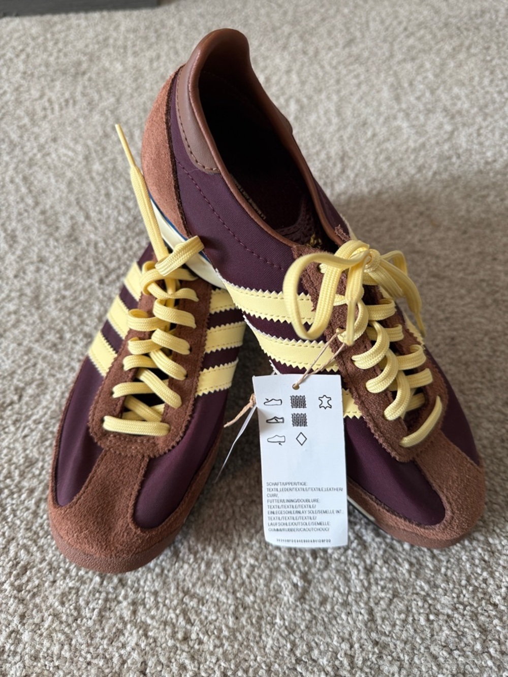 Adidas SL72 Maroon & Yellow Retro Sneaker with Stripe Detail | 6.5